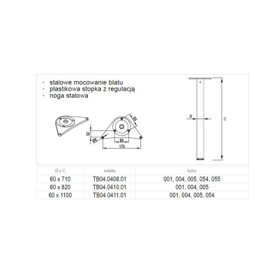 Noga meblowa fi 60 H-710 Chrom Rejs